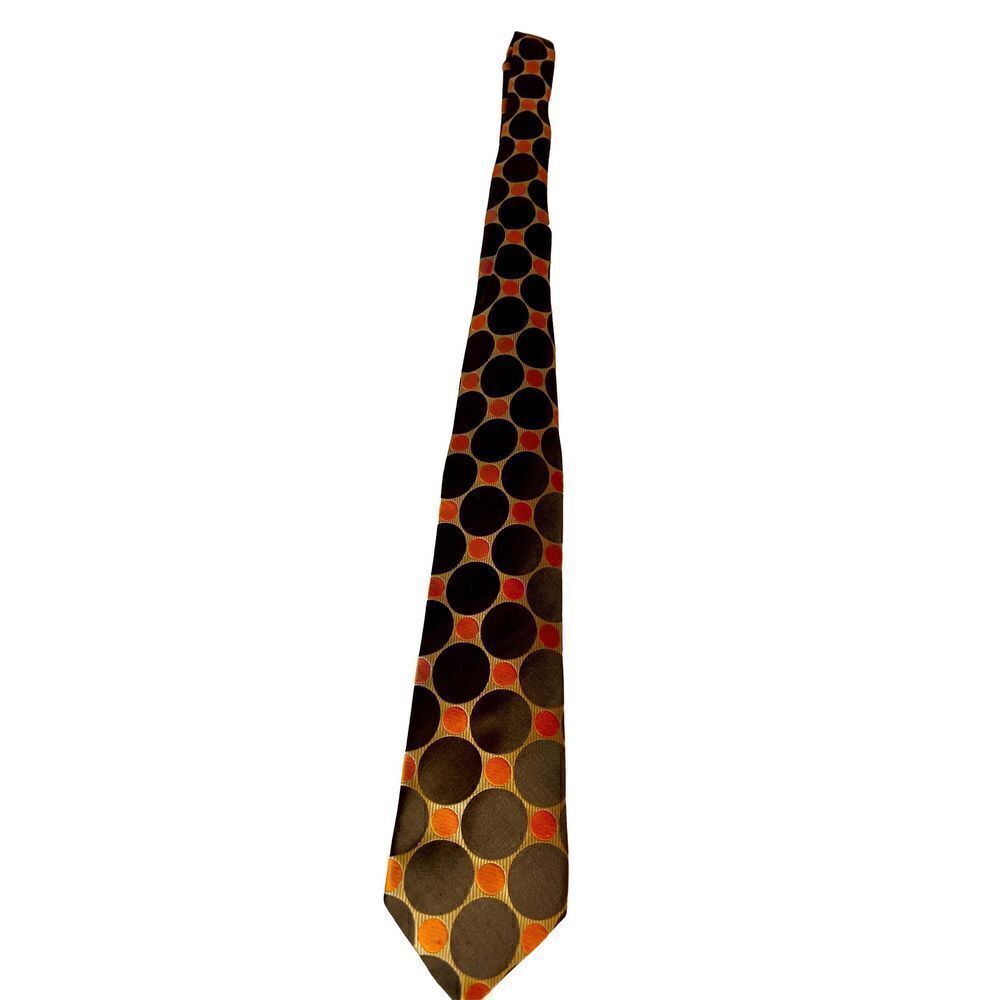Karl Knox Tan / Brown / Orange Polka Dots Design Tie